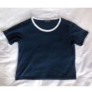 Topshop Navy Tee with White Detailing